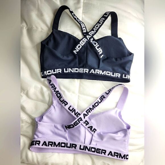 Under Armor Crossback Low Sports Bras, sz M, Bundle of Two (2), Black & Purple. - Picture 4 of 6